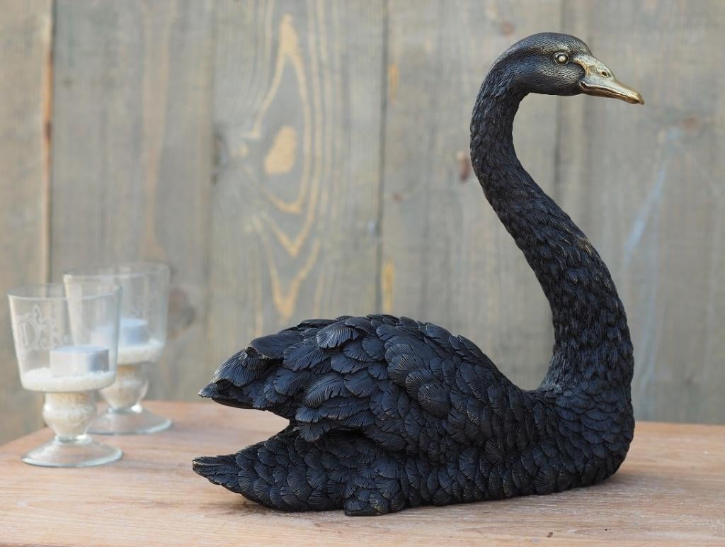 ZWAAN / bronzen tuinbeeld, Tuin en Terras, Tuinbeelden, Dierenbeeld, Nieuw, Info@huisentuindecoratiemarie.nl, Huis en tuin decoratie marie