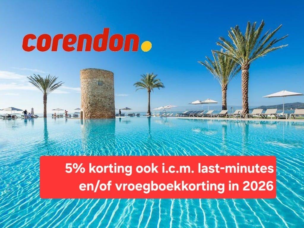 5% Kortingscode Corendon 2026, Tickets en Kaartjes, Kortingen en Cadeaubonnen, Drie personen of meer, Kortingsbon