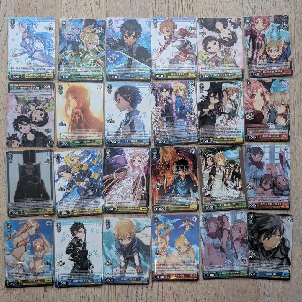 Weiss Schwarz Zeldzame Foil Sword Art Online Kaarten, Ophalen of Verzenden, Zo goed als nieuw, Meerdere kaarten, Foil