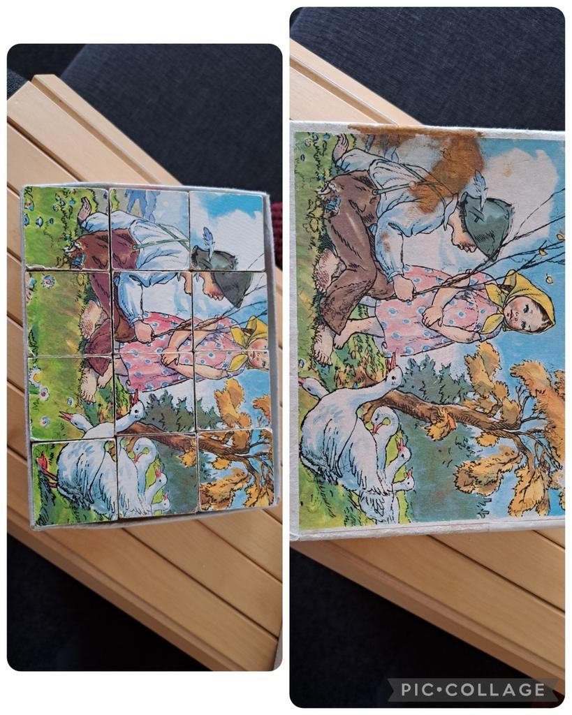 Oud doosje met puzzels, Ophalen of Verzenden, Gebruikt, Verpakking