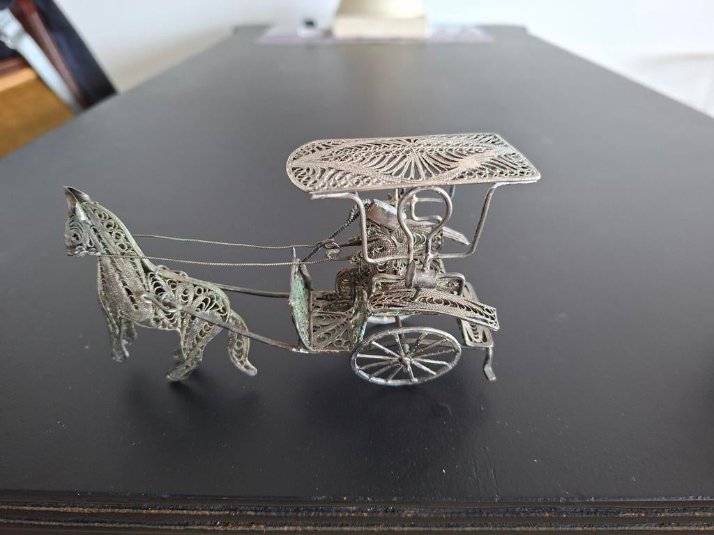 ZILVEREN KOETS MET PAARD uit INDONESIË, Ophalen of Verzenden, Hout