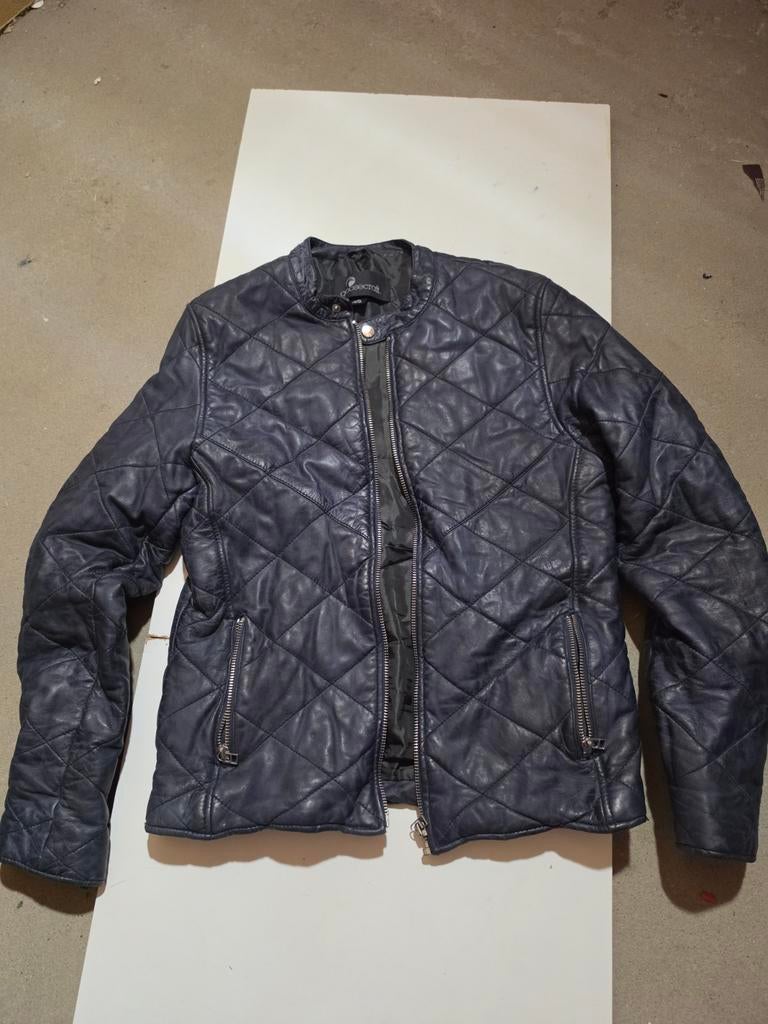 Donkerblauwe leren jas Goosecraft maat S, Blauw, Goosecraft, Ophalen of Verzenden, Zo goed als nieuw