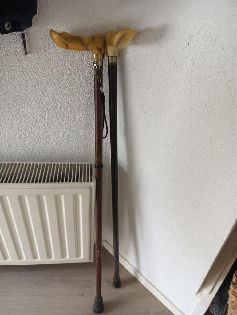Unieke vintage wandelstokken met kunststof handvatten, Ophalen