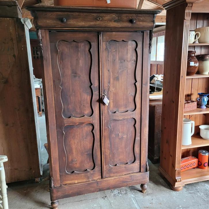 Brocante oude biedermeierkast servieskast keukenkast, Antiek en Kunst, Curiosa en Brocante, Ophalen