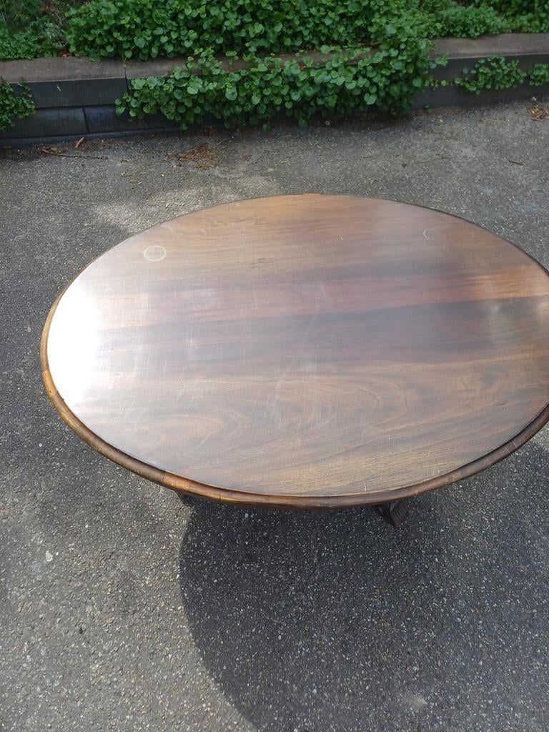 Antieke houten salontafel, ovaal/rond, Ophalen