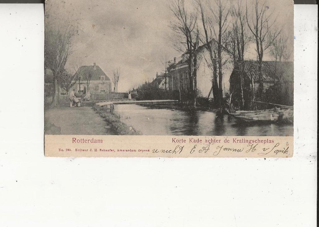 Rotterdam Korte Kade achter Kralingscheplas 3-aug 1905, Ophalen of Verzenden, Voor 1920, Gelopen, Zuid-Holland