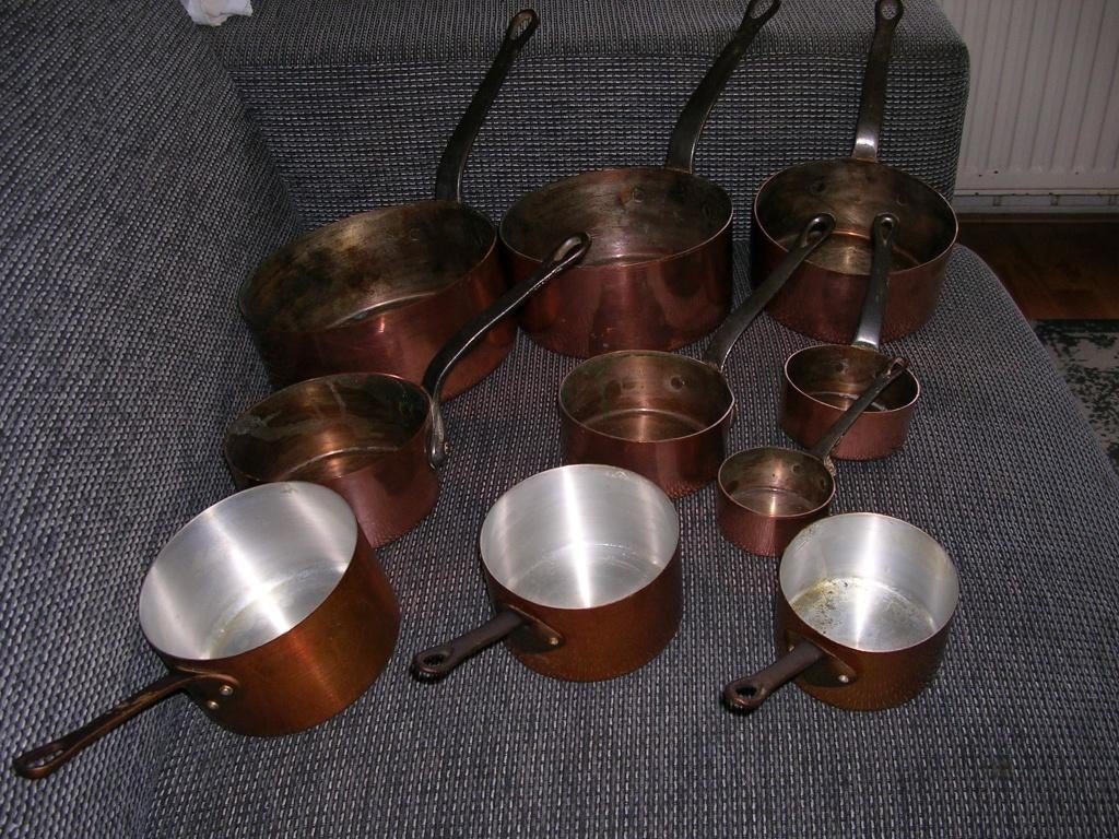 10 nog heel mooie roodkoperen pannen, Ophalen of Verzenden, Koper