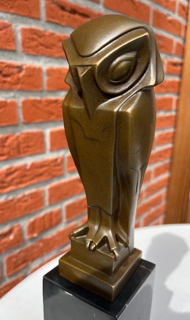 Bronzen art deco stijl uil naar Johan Coenraad Altorf., Overige onderwerpen, Art deco, Ophalen of Verzenden, Brons