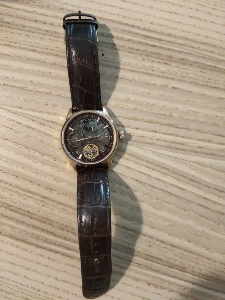 Gebroken Thomas Earshaw horloge, Ophalen of Verzenden, Gebruikt, Leer, Overige merken