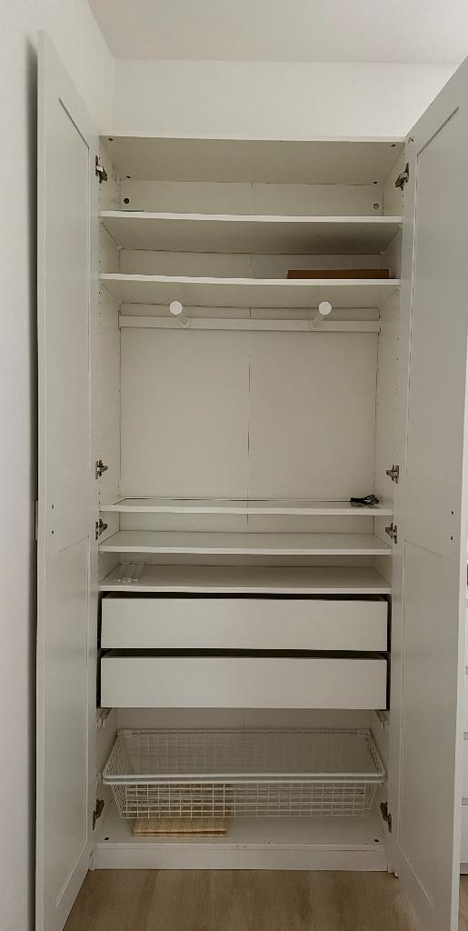 IKEA PAX wit met KOMPLEMENT inrichting – zonder deuren, Huis en Inrichting, Kasten | Kledingkasten, Zo goed als nieuw, Minder dan 100 cm