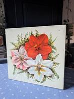 Brocante vintage groot blik Amaryllis bloemen, Ophalen of Verzenden, Gebruikt, Overige