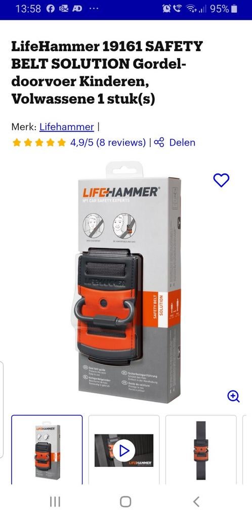 LifeHammer autogordelgeleider nieuw in verpakking, Auto diversen, Ophalen of Verzenden, Nieuw