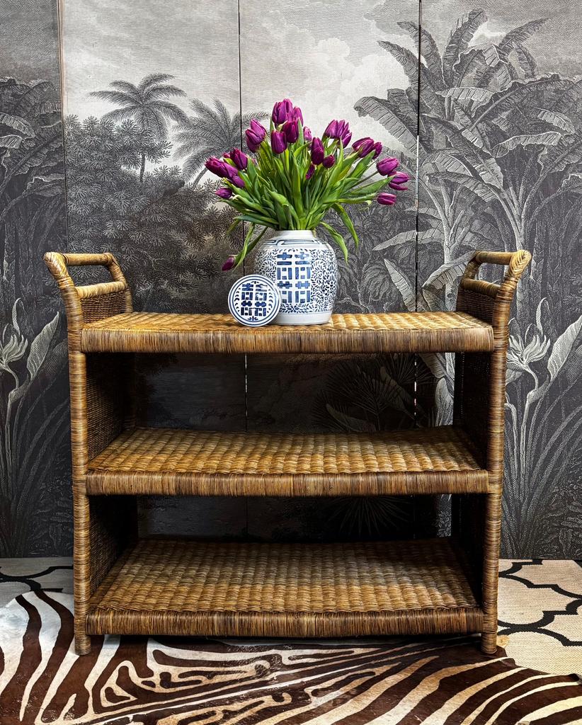 BIRMA ROTAN SIDETABLE WANDTAFEL FLAMANT STYLE RIVIERA MAISON, Ophalen, 50 tot 100 cm, Zo goed als nieuw, 25 tot 50 cm