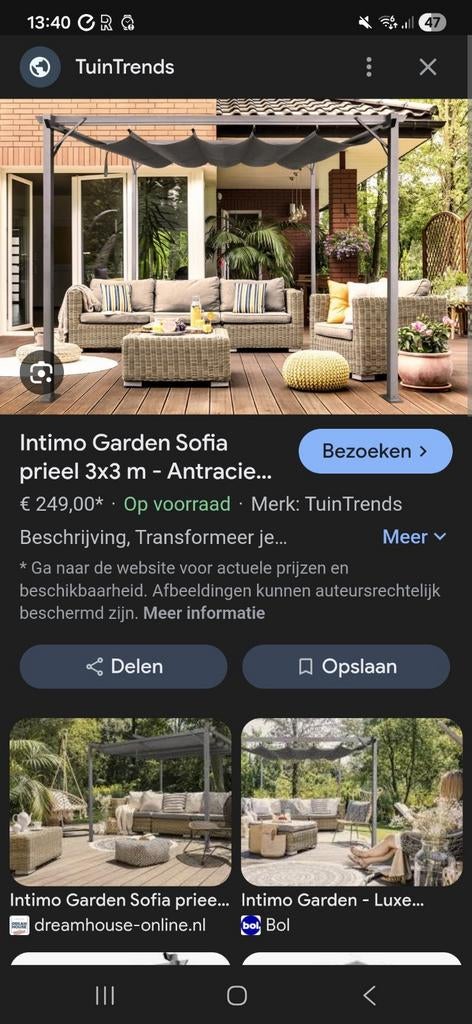 Intimo Garden Sofia Prieel Antraciet - Nieuw in doos, Tuin en Terras, Ophalen, Minder dan 4 meter, Nieuw, Paviljoen