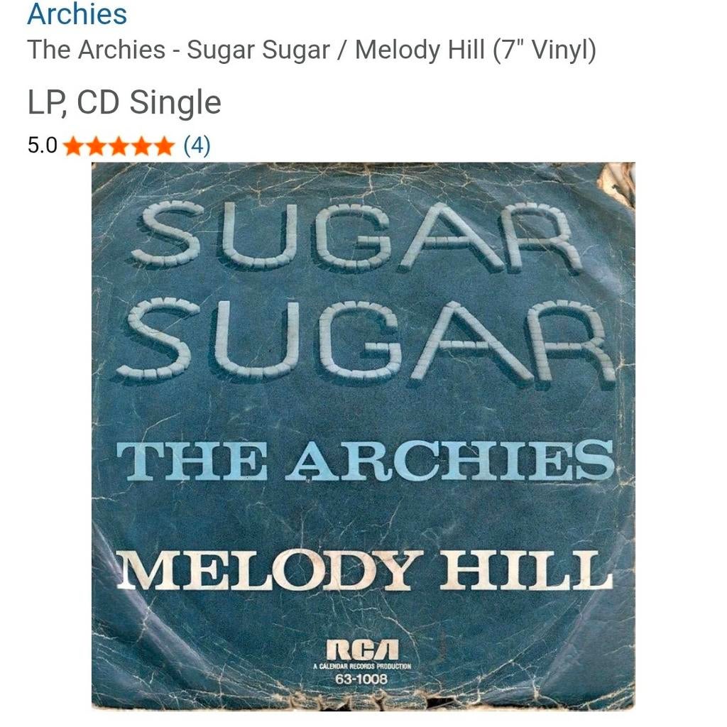 The Archies - Sugar Sugar / Melody Hill (7" Vinyl), Ophalen of Verzenden
