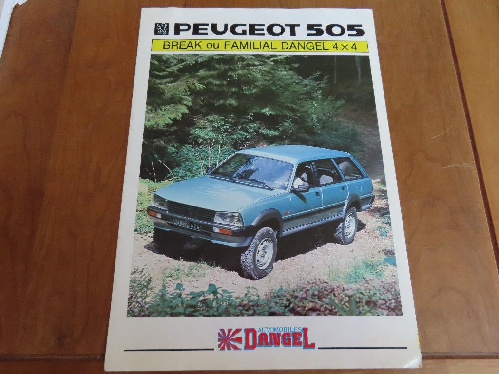 Folder Peugeot 505 Break / Familiale Dangel 4x4  ca 1985, Gelezen, Ophalen of Verzenden, Dangel, Peugeot