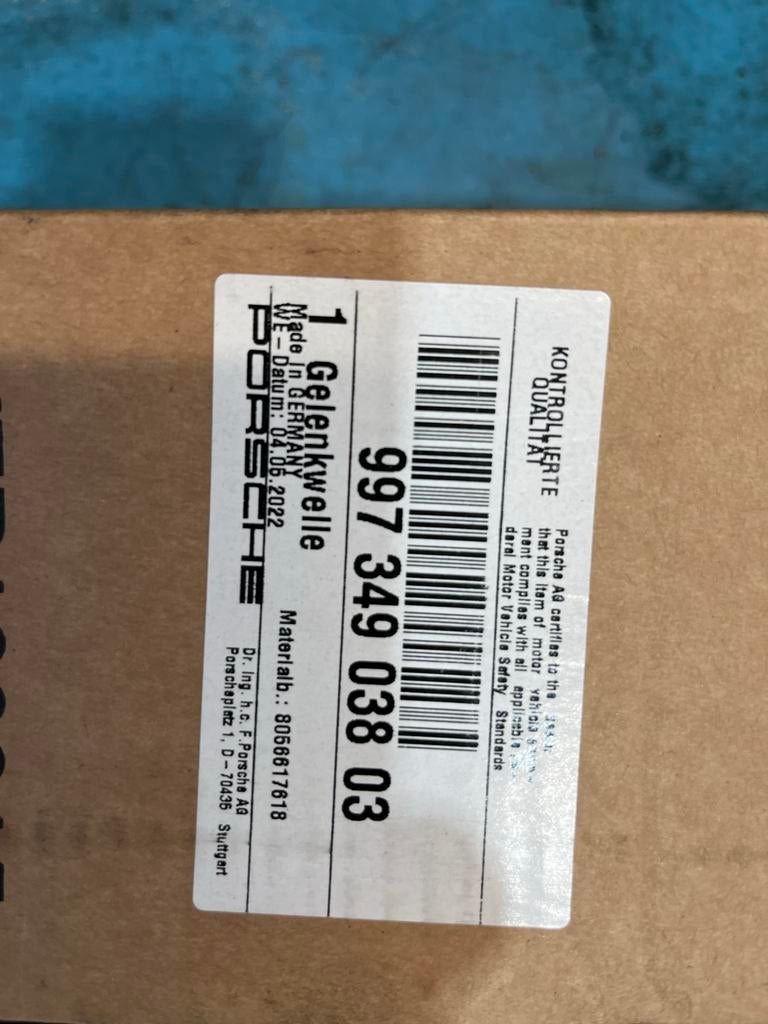 Aandrijfas Porsche 997.349.038.03, Auto-onderdelen, Ophalen of Verzenden, Nieuw, Porsche