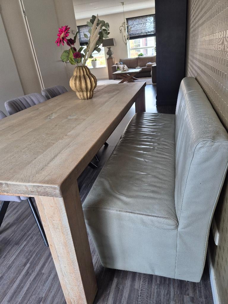 Gratis af te halen eetkamerbank, Huis en Inrichting, Stoelen, Ophalen, Gebruikt, Drie, Leer