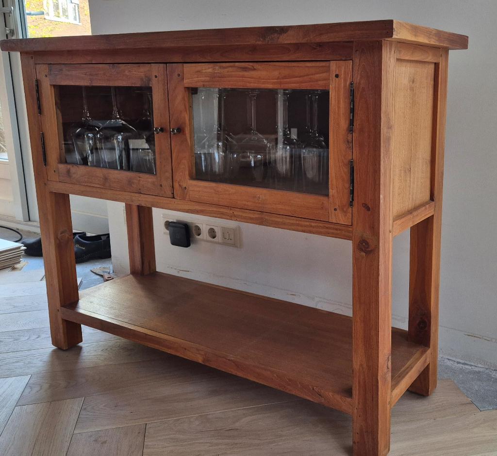 Teak sidetable, Ophalen, Gebruikt, 100 tot 150 cm, Teakhout