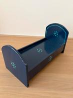 Blauw houten poppenbedje vintage, Ophalen of Verzenden