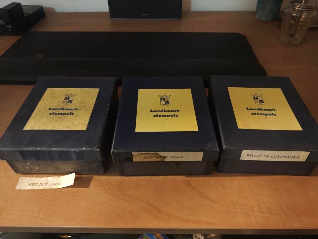 Oude Landkaart Stempels - Set van 3, Ophalen of Verzenden, Gebruikt