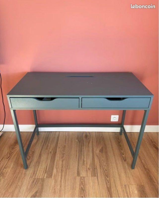 Ikea Bureau Grijs/Turquoise met Lades, Ophalen, Gebruikt