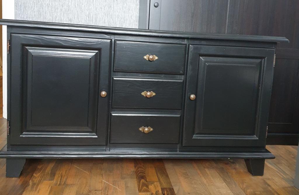 Zwart dressoir massief hout, Huis en Inrichting, Kasten | Dressoirs, Ophalen, Gebruikt, 25 tot 50 cm, 100 tot 150 cm
