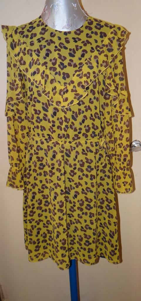 Leuke geel/bruin/beige panterprint SCOTCH & SODA jurk, Ophalen, Geel, Scotch & Soda, Knielengte