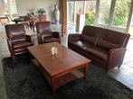 Mooi bankstel + stoelen, echt leder, prachtige kwaliteit., Ophalen, Zo goed als nieuw, Leer