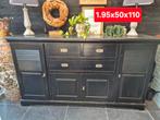 Zwart dressoir met 3 lades en 4 deuren - Zwaar en robuust, Gebruikt, 150 tot 200 cm, Ophalen of Verzenden, 25 tot 50 cm