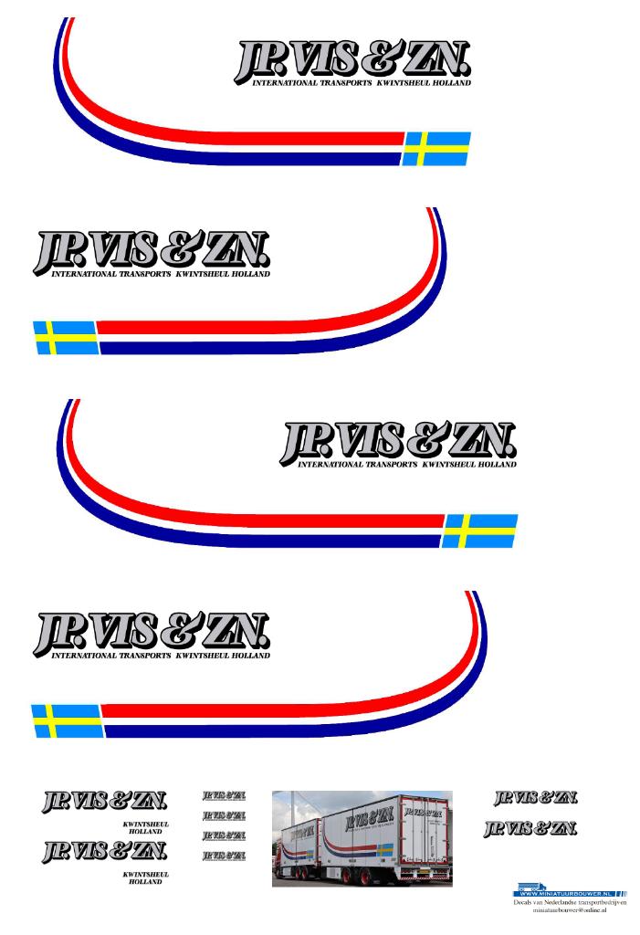 Vrachtauto decal 1:50 J.P.Vis Transport ( combi ) type 1, Verzenden, Nieuw, Bus of Vrachtwagen, Overige merken