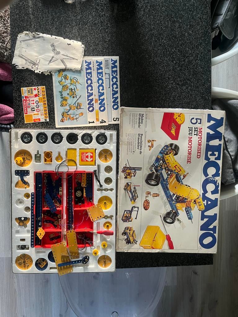 Vintage Meccano Motorised Set 5 - Bouw 69 Modellen, Overige merken, Gebruikt, Ophalen of Verzenden, Groter dan 1:32