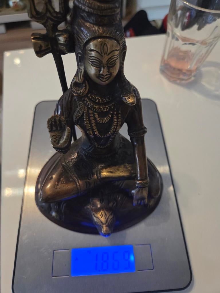 Prachtig bronzen beeld van Shiva, 1,85 kg, Antiek en Kunst, Kunst | Beelden en Houtsnijwerken, Ophalen of Verzenden