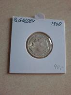 Halve Gulden Wilhelmina 1908 Zilveren Munt, ½ gulden, Zilver, Ophalen of Verzenden, Koningin Wilhelmina