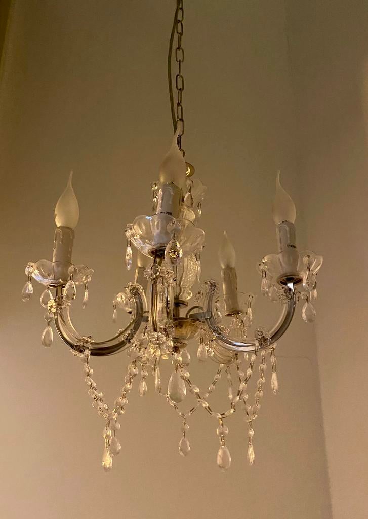 Kroonluchter met 5 lichtbronnen, plafondlamp, hanglamp, Ophalen of Verzenden, Zo goed als nieuw, Metaal