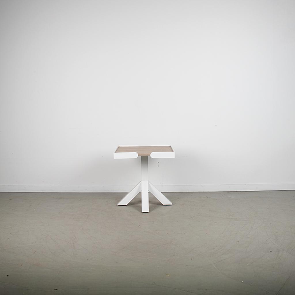 1x Gispen Dukdalf Tafel – Vierkant Wit met Hout inleg 50 cm, Minder dan 55 cm, Ophalen of Verzenden, Zo goed als nieuw, Niet ingevuld