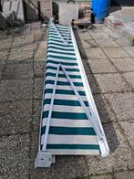 Te koop elektrisch groen wit zonnescherm 4 meter., Ophalen, Gebruikt, Elektrisch, 250 cm tot 450 cm