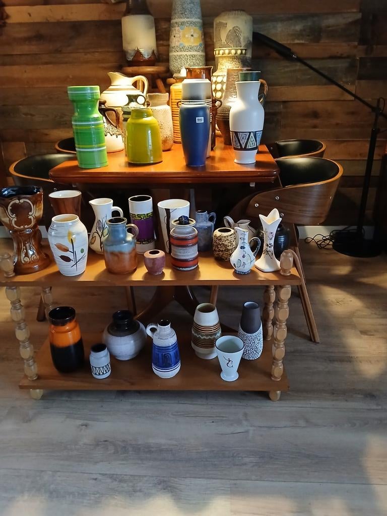 Grote verzameling Duitse en Nederlandse VAZEN 42 stuks, Ophalen, Overige kleuren, Glas, Minder dan 50 cm