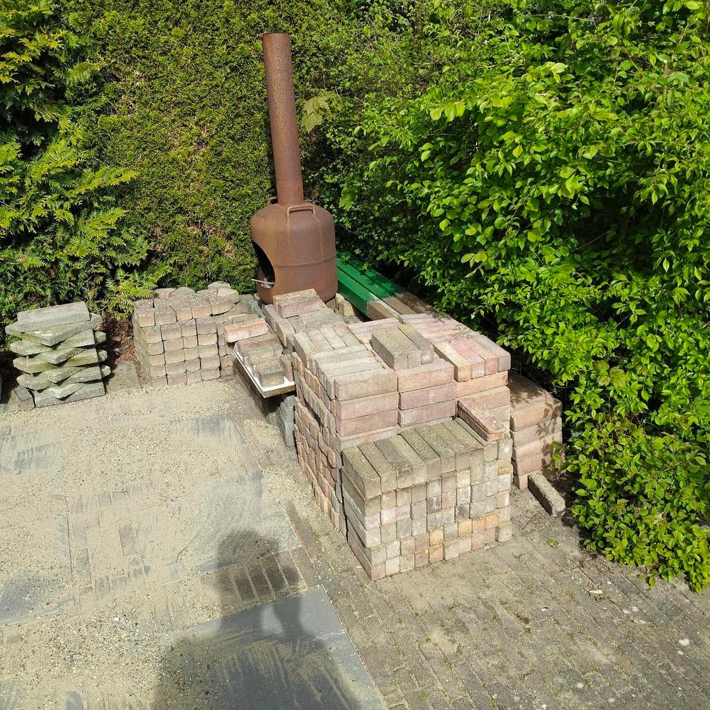 Gebruikte klinkers waaltjes, Tuin en Terras, Tegels en Klinkers, Ophalen, Gebruikt, Beton, Klinkers