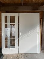 Houten deur opdek wit (9016) - 3x ruitjes, 2x vlak, Ophalen, Gebruikt, 80 tot 100 cm, Binnendeur