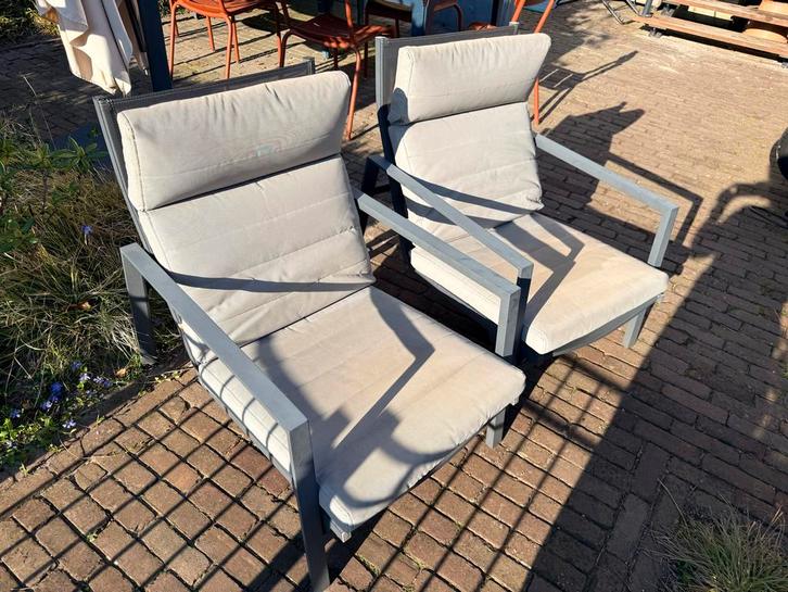 Twee Life allweather relaxfauteuils, Tuin en Terras, Tuinstoelen, Gebruikt, Metaal, Verstelbaar, Ophalen
