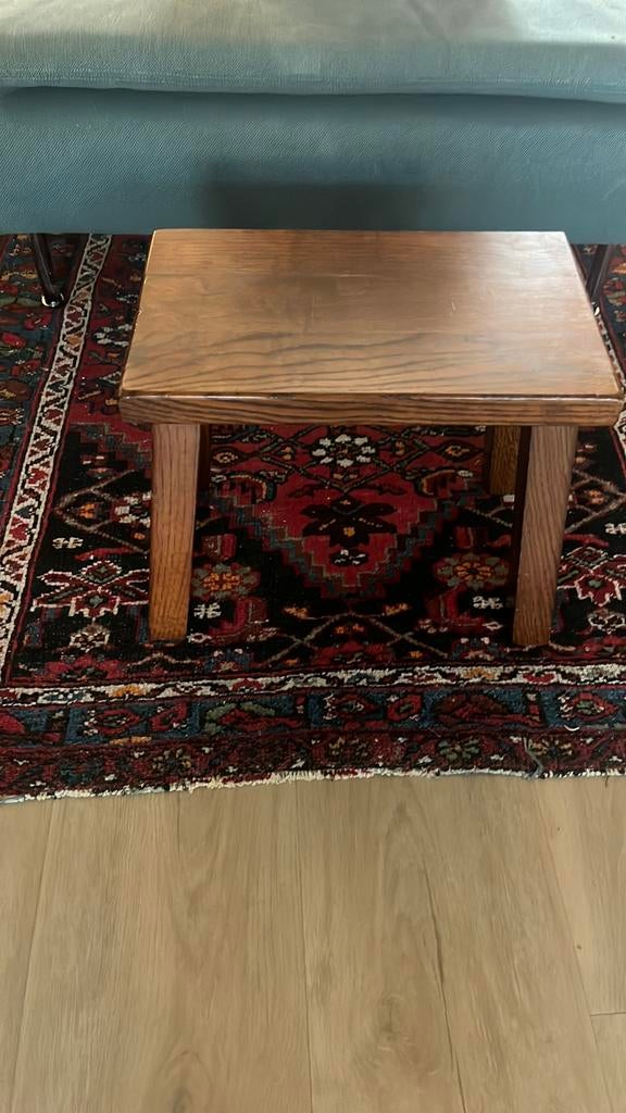 Vintage houten krukje, Ophalen, Gebruikt, Rechthoekig, Minder dan 50 cm