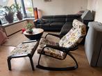 IKEA Poäng schommelstoel met voetenbank - Bloemenprint, Ophalen, Gebruikt, Overige kleuren, Eén