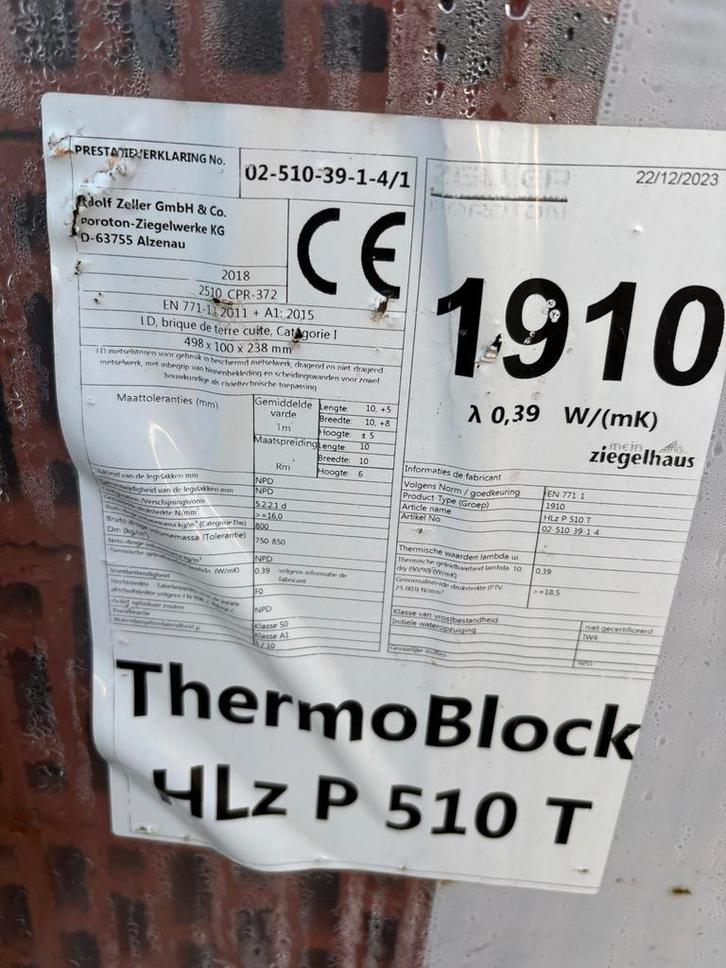Snelbouwblokken ThermoBlock HLz P 510 T - Nieuw, Doe-het-zelf en Verbouw, Metselstenen, Nieuw, Bakstenen, Ophalen of Verzenden
