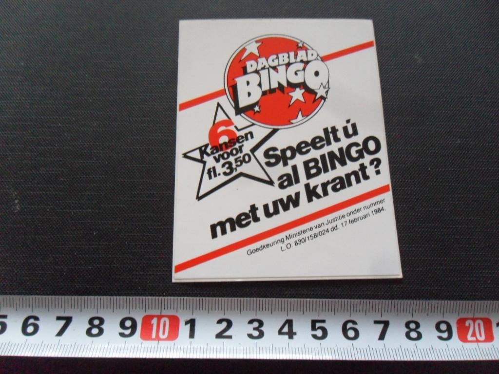 sticker Dagblad BINGO Speelt U al BINGO met uw krant ?, Ophalen, Zo goed als nieuw