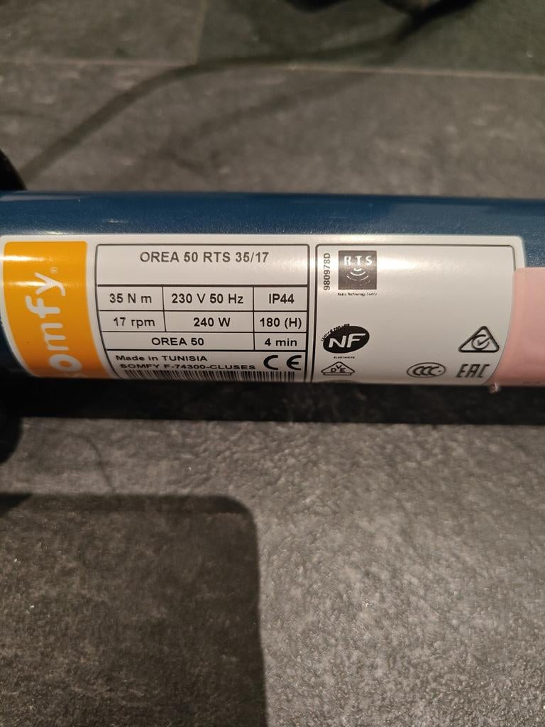Somfy Orea 50 RTS 35/17 motor, Ophalen of Verzenden, Ventilator