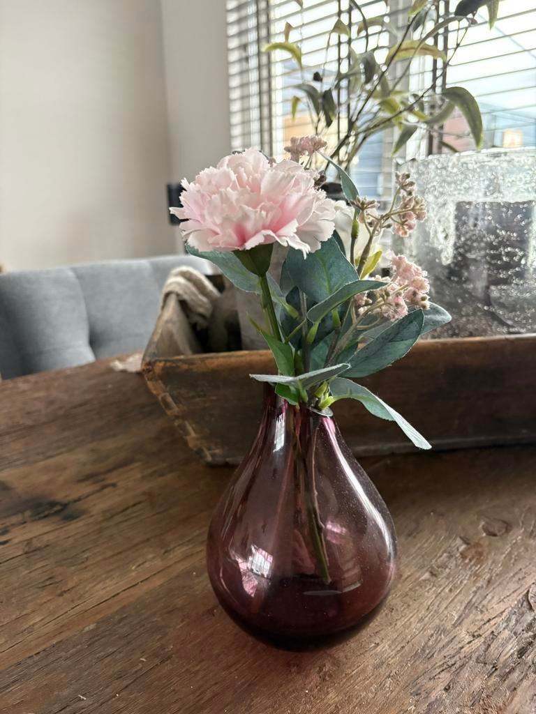 Roze Ikea Sannolik Vaasje incl boeketje, Overige kleuren, Ophalen of Verzenden, Minder dan 50 cm, Glas