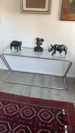 Retro side table glas met chroom, Ophalen, Glas, Zo goed als nieuw, 25 tot 50 cm