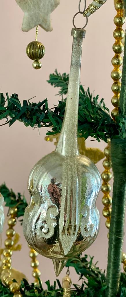 Antieke kerstbal viool oude kerstversiering, Ophalen of Verzenden