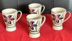 4x mok/beker op voet Vic's handpainted, bloem, Ophalen, Gebruikt, Overige typen, Overige stijlen